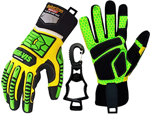 Seibertron HIGH-VIS SDXG2 Dexterity Super Grip Gel Oil & Gas Anti-Vibration Impact Protection Safety Gloves CE EN388 4131 XXL med 1 svart handskklämma
