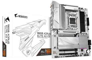 GIGABYTE B650 AORUS Elite AX Ice (AM5/ LGA 1718/ AMD/ B650/ ATX/Garantie 5 ans/DDR5/Triple M.2/PCIe 5.0/USB 3.2 Gen2X2 Type-C/WiFi 6E/2.5GbE LAN/Snow White/EZ-Loquet/Carte mère)