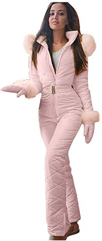 BOTCAM Traje de nieve para mujer, impermeable, resistente al viento, cálido, mono de esquí de una pieza con capucha, para senderismo y escalada