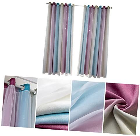 Zerodeko 2 Stück Jalousien Vollschattierung Dekorieren Wärmedämmung Vorhang Chiffon Fenster Farbverlauf Schiebetüren Haushaltsvorhang Kinderzimmer Sonnenschutz Doppelschicht Lila