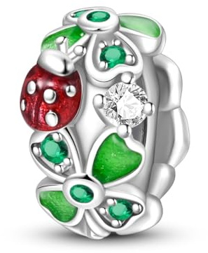 LIGHTDOG Femmes Charms 925 Charms en argent sterling avec des perles de fleurs,Compatible avec les charms européens pour les femmes filles bracelets Pandora