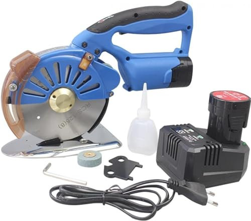 Taglierina elettrica rotativa per tessuti con velocità regolabile | Taglierina per tessuto, seta, pelle, lana | Taglierina rotante portatile con 2 batterie | Ideale per tappeti, carta ondulata