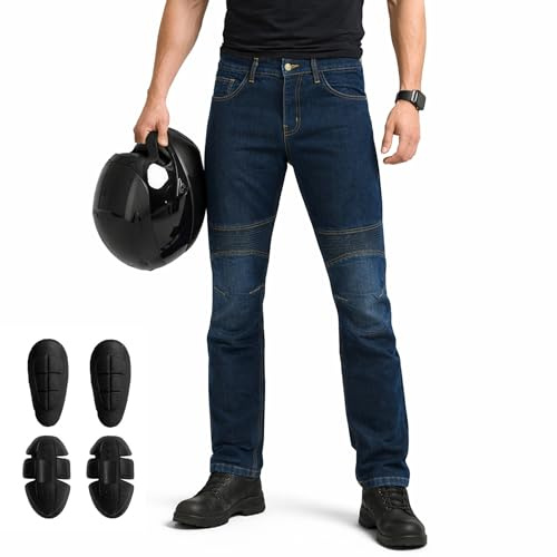 Vaster Moto, pantaloni da motociclista in denim per uomo con protezione in armatura Kevlar, approvati dalla CE EN 17092-3:2020, 3XL