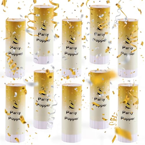 FePen Konfettikanone*10, Konfettikanone Hochzeit, Confetti Kanone, Party Popper für Hochzeit, Geburtstag, Babyparty, Abschlussfeier, Party