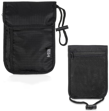 Norhogo Brustbeutel Brusttasche Mit RFID-Schutz, brustbeutel Reise, Anti-Diebstahl Unisex Reisegeldbeutel, brustbeutel Damen und Herren, für Passport, Kreditkarten, Smartphone, Münzen, Geld, schwarz