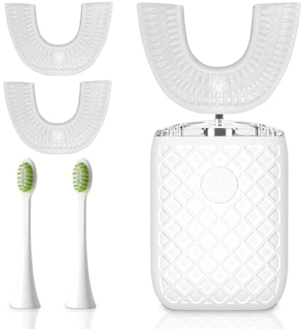 yeklike Cepillo de dientes eléctrico en forma de U para adultos, cepillo de dientes de limpieza de 360°, cepillo de dientes ultrasónico para limpiar dientes, juego de cepillo de dientes automático