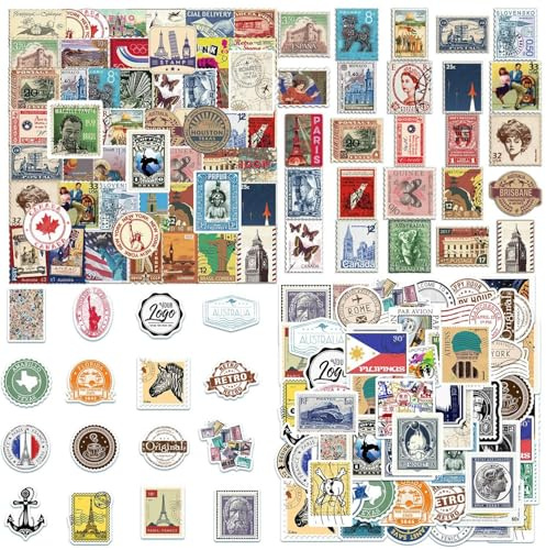 HDGSAFD 100 Pegatinas De Sellos De Viaje Vintage, Pegatinas De Moda Clásicas, Pegatinas De Álbumes De Recortes De Maleta De Bricolaje, Calcomanías Decorativas De Diario De Cuentas De Mano.