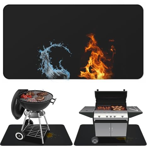 Feuerfeste Unterlage Kamin Matte Hitzeschutzmatte 100 x 180 cm Grillmatte Bodenschutz für Holzofen Feuerhemmende 1800°F Hitzeschutzmatte, Unterlage Grillteppich für Gasgrill Holzkohlegrill