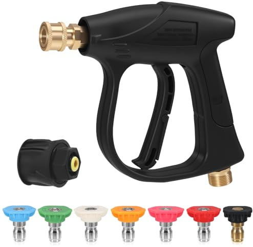 Douchette de jardin, pistolet à eau de jardin, haute pression, douchette à main M22 14 mm, avec 7 buses et adaptateur de raccord de tuyau 1/4 pour arrosage de jardin, lavage de voiture