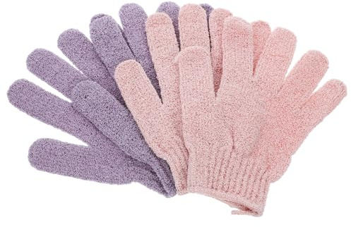 SHERCHPRY 2 Paar Peelinghandschuhe Duschhandschuhe aus Verdicktem Dicht Gewebtem Material Fünf Finger Hautschonend Wiederverwendbar Körperpeeling Tiefenreinigung Badehandschuhe für Damen
