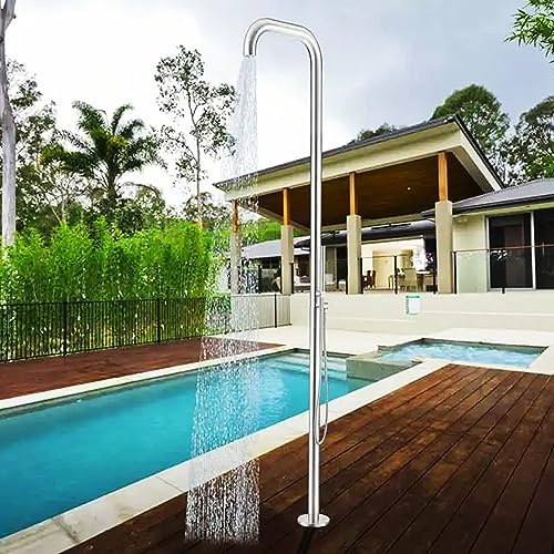 Doccia Esterna montata a Pavimento, Kit Doccia Esterna con soffione e Doccia Portatile, Accessori per Doccia da Giardino indipendenti, Doccia Portatile in Acciaio Inossidabile a Bordo Piscina