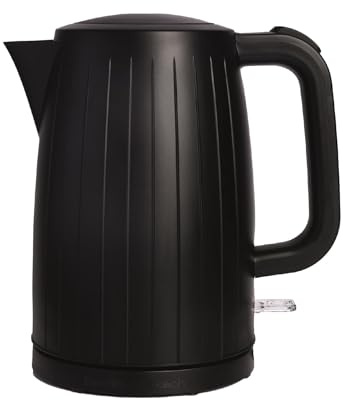 Hamilton Beach Electric Kettle, Stealth, 1.7L, Fast Boil, Auto Shut Off, Overheat Protection, Water Level Window, Built-in Filter, Integrated Cord Storage, 3000W - HBK8522B, Matte Black | 360° Cordless Base