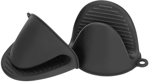 2 pcs Silicone Oven Gloves, Thicken Mini Oven Mitts Resistant Pinch Covers, Waterproof Non-Slip Finger Gripper Mittens, Heat Insulated Cooking Pinch Mitts, for Kitchen Cooking Baking Grilling