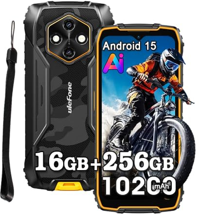 Ulefone Rugking 4 Pro Outdoor Handys ohne Vertrag, 16GB+256GB/2TB Outdoor Smartphone Android 15, 48MP+8MP, 6.56 HD+ 120Hz, 10200mAh, IP68 Wasserdicht Handy, Dual SIM/4G/5G WIFI/NFC/OTG/GPS/FM, Orange