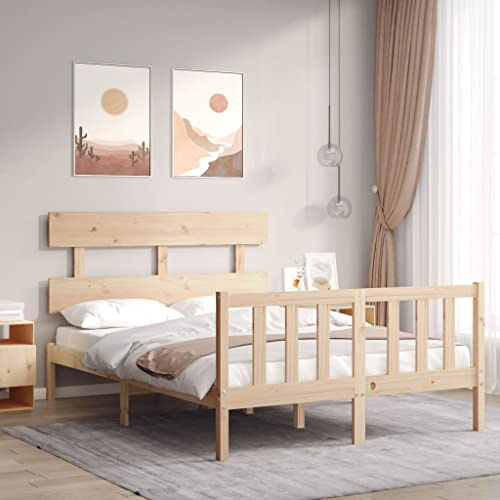Mandloder Massivholzbett Kiefernholz 120x200 cm, Robustes Holzbett ohne Matratze, natürliches Design, langlebiger Bettrahmen mit Kopfteil, für Schlafzimmer, Erwachsene