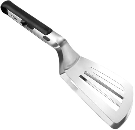 Ihdjasg Stainless Steel Barbecue Tongs – Stainless Steel Anti-Burning Food Shovel Clip Egg Turner – Steak Barbecue Tongs for Turning Fish Hamburgers Grilling Frying Pancakes Pies Pizza