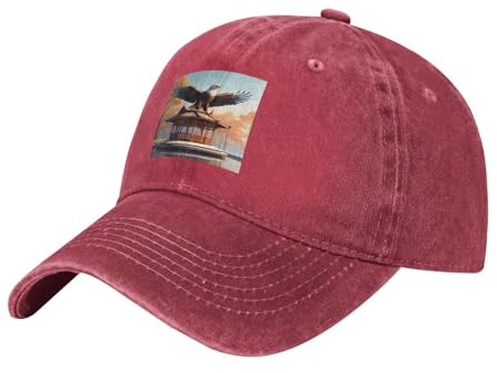HJFCZH Casquette de baseball noire pour adulte Motif aigle sur le pavillon Pour homme et femme Confort réglable, Rouge, Taille unique