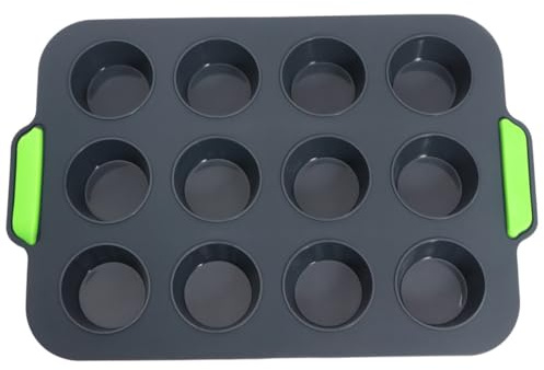 CANIGHT Stampo in Silicone per 12 Muffin e Crostatine Alta Elasticità Facile da Pulire per Dolci e Pasticceria in Negozio a Casa