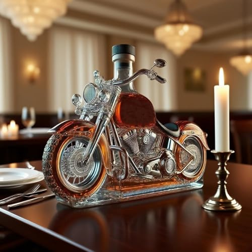 300 ml karaff dekanter whiskystaty skulptur - motorcykel formad whiskyflaska, handgjord whiskykaraff, present till män, vinförvaringsbehållare (silver)
