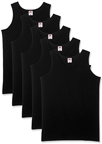 Fruit of the Loom Men's Athletic Lightweight Vest Pack of 5, Black, Medium