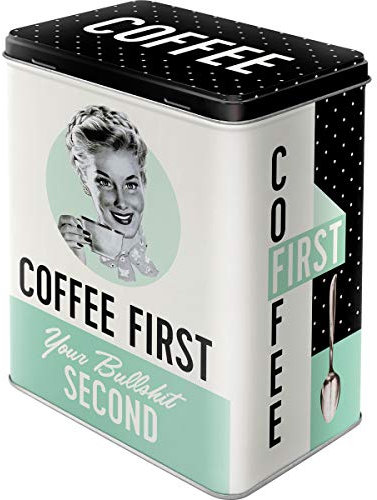 Nostalgic-Art Contenitori di Latta retrò L Coffee First – Idea Regalo per Amanti della Nostalgia, Grande Scatola da caffè, Design Vintage, 3 l