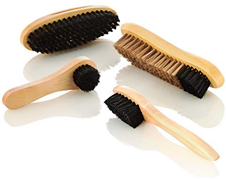 Kerafactum Schuhbürsten Schuh Bürste inkl. Glanzbürsten & Wildlederbürste Schmutzbürste aus Naturholz gefertigt Ideal zum Reinigen und Polieren von allen Lederschuhen 4 Stück im Set