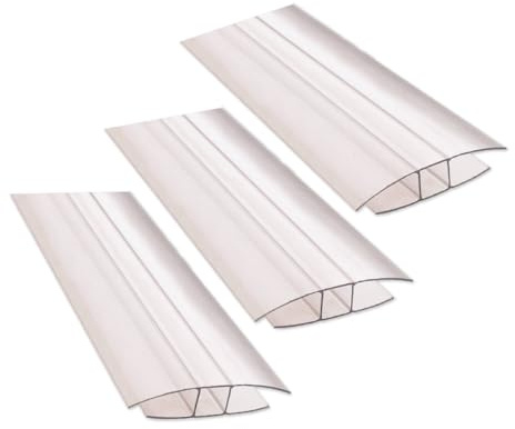 Ironlux - Pack 3 Perfiles de Unión en H Para Policarbonato - Longitud: 2m - Ideal Para Cerrar Placas y Planchas Transparentes - Decorativos