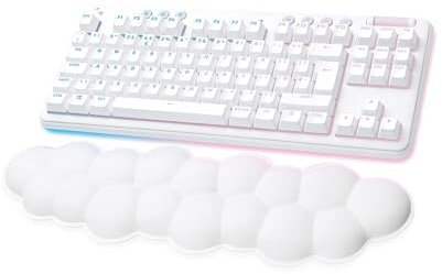 Logitech G G715 Tastiera Gaming Wireless con Luce RGB LIGHTSYNC, Velocità Della LUCE, Tactile Switch (Marrone GX) e Supporto Per Tastiera, Compatibile con PC e Mac, US INT'L QWERTY - Bianco