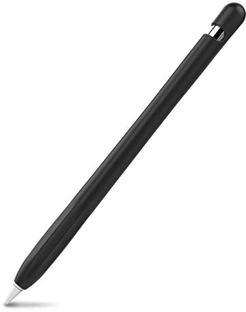 AHASTYLE Funda de Silicona Antideslizante para Apple Pencil de 1.ª Generación [Kit de Sujeción de Adaptador de Cable Añadido] Carcasa Compatible con Apple Pencil de 1.ª Generación (Negro)