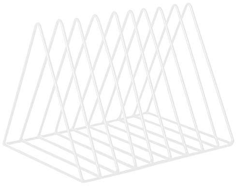 Cq Acrylic Dreieckige Aktenordner und Zeitschriftenhalter, 10 Gitter Metall Zeitungshalter Zeitschriftensammler Aufbewahrung für Büro Zuhause Dekoration, weiß