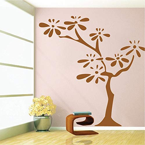 wZUN Blumenbaum Vinyl Wandaufkleber Kinderzimmer Großer Kindergarten Baum Abnehmbarer Wandtattoo Blumen Schlafzimmer Dekoration 57x57cm