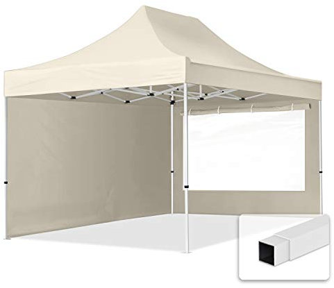 TOOLPORT 3x4,5m Gazebo Plegable - 2 Paneles Laterales (panorámica) 700N Gazebo Plegable de Acero Carpas de Fiesta en el jardín Crema