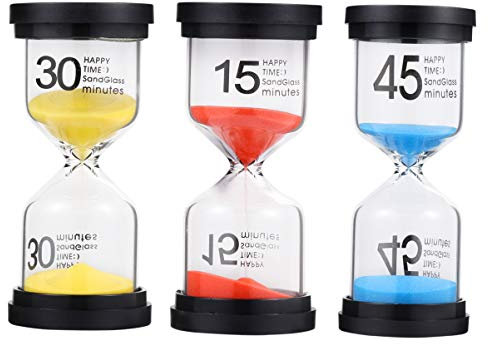 3 Stück Sanduhr Timer 15 Minuten, 30 Minuten Und 45 Für Home Dekoration, Büro, Yoga, Lernen Und Zeitmanagement