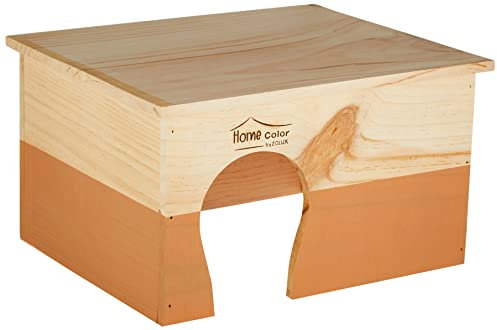 Zolux Maison abri Toit Plat en Bois pour Rongeur Coloris Corail Taille XL