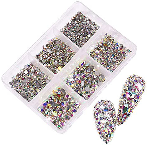 UUYYEO Flache Rückseite Strasssteine Kristall Diamant Nail Art Strasssteine Kristall Edelsteine Steine Nagel Diamanten Dekorationen AB