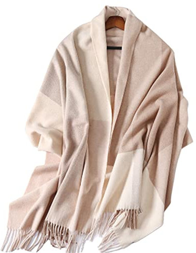 UKKO Kaschmirschal Kaschmirschal Gestohlener Plaid Für Frauen Winter Warm-Beige Plaid,200X70Cm