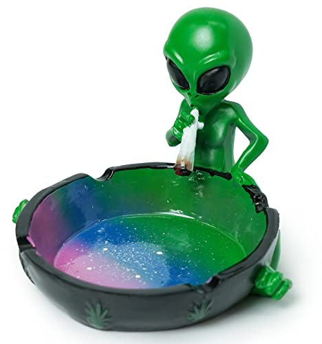Auhafaly Gifts Alien Smoking Ashtray, 4 inches, Multicolor