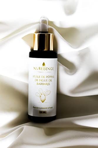 Olio di semi di fico d'India biologico, puro, crudo e naturale, spremuto a freddo ed extravergine - Ricco di vitamina E - Previene la comparsa dei segni dell'invecchiamento cutaneo (30 ml).