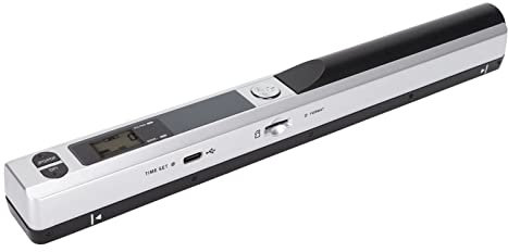 ciciglow Dokumentenscanner, 300 600 900 DPI Tragbarer Handscanner Speicherkartenspeicher Quittungsscanner für Dokumente Fotos Zeitschriften(Silber schwarz)