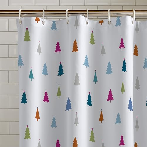 Catherine Lansfield Christmas Tree 180x180cm Shower Curtain White