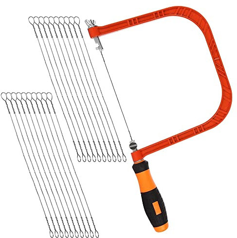 Jandra 6 Inch Coping Saw Hand Saw, Fret Saw Coping and Extra 20 Pcs Replacement Blades Set for Wood,Plastic, Rubber,F