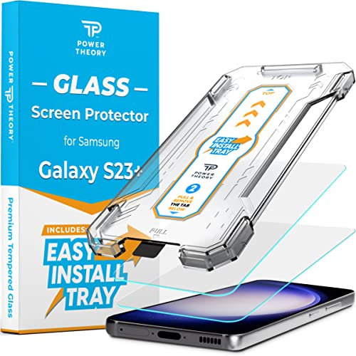 Power Theory Schutzglas für Samsung Galaxy S23 Plus Schutzfolie, Glas Displayschutz mit Schablone, Displayschutzfolie, Glas Folie mit Anbringhilfe [2 Stück]