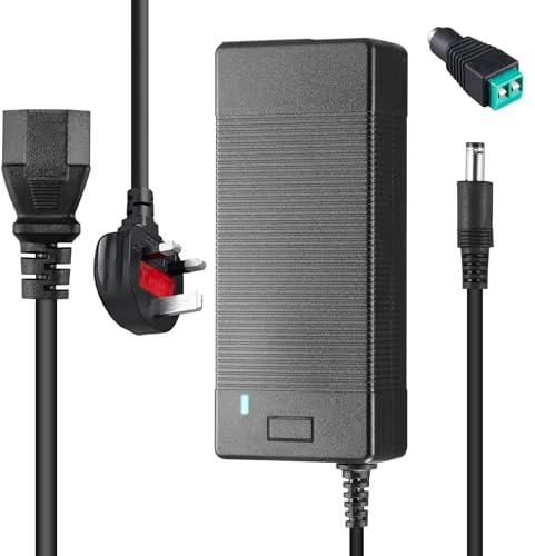 12V 5A 60W Power Supply Adapter, AC100-240V to DC12V 60W Converter Adapter Charger Transformer 5.5mm x 2.1mm DC Plug for CCTV Camera, LED Strip Lights, LCD Monitors