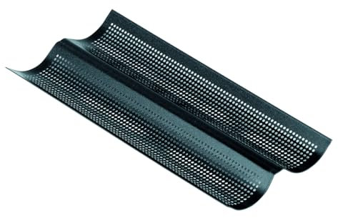 Plaque perforée 2 baguettes - antiadhérent Obsidian - 380 x 160 mm