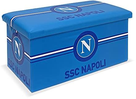 Panca Contenitore SSC Napoli Pouf Baule Poggiapiedi in ecopelle 76x38x38cm 6128