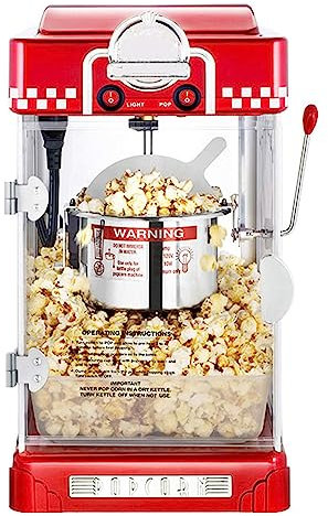 Machine À Pop-Corn Rétro, Machine À Pop-Corn À Air Chaud Rouge, Faible en Calories Et sans Graisse, pour Les Soirées Cinéma/Les Soirées Pyjama/Les Fêtes d'enfants, Usage Domestique/Commercial