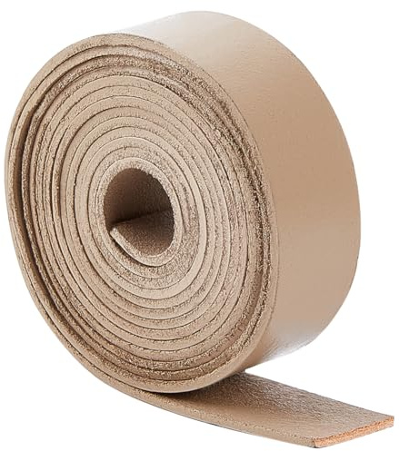 GORGECRAFT 2m*25mm*2mm Strisce di Vera Pelle Cordoncino di Cuoio Piatto Cinturino In Pelle di Vacchetta Corda Intrecciata per Braccialetti Collana Creazione di Gioielli Collari Cinture Chitarra, Tan