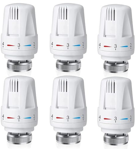 6 Stück Thermostatkopf Heizkörperventil, M30 X 1,5 Kühlerventilköpfe, Heizkörper Thermostatkopf, Heizkörperthermostat mit Nullstellung, Heizungsthermostat, Heizungsregler für Büro Zuhause (A) (B)