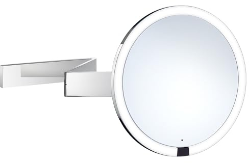 Smedbo Outline Kosmetikspiegel berührungslos mit LED-Beleuchtung PMMA rund 2-fach schwenkbar, Normale Ansicht und 7 Fach FK491EP
