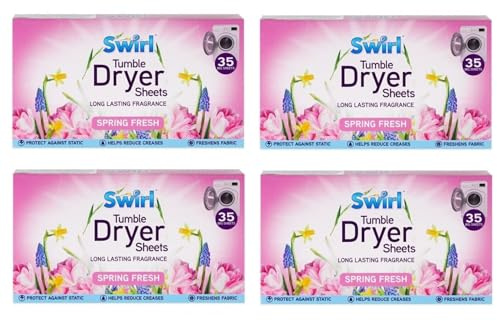 4 Pack Spring Fresh Tumble Dryer Laundry Sheets - 140 Sheets For Fresh Clothes and Linen